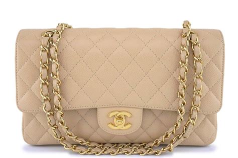 chanel flap bag caviar sizes|CHANEL Caviar Stitched Shoulder Flap Bag Beige.